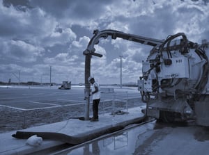 Operator completing a hydrovac job